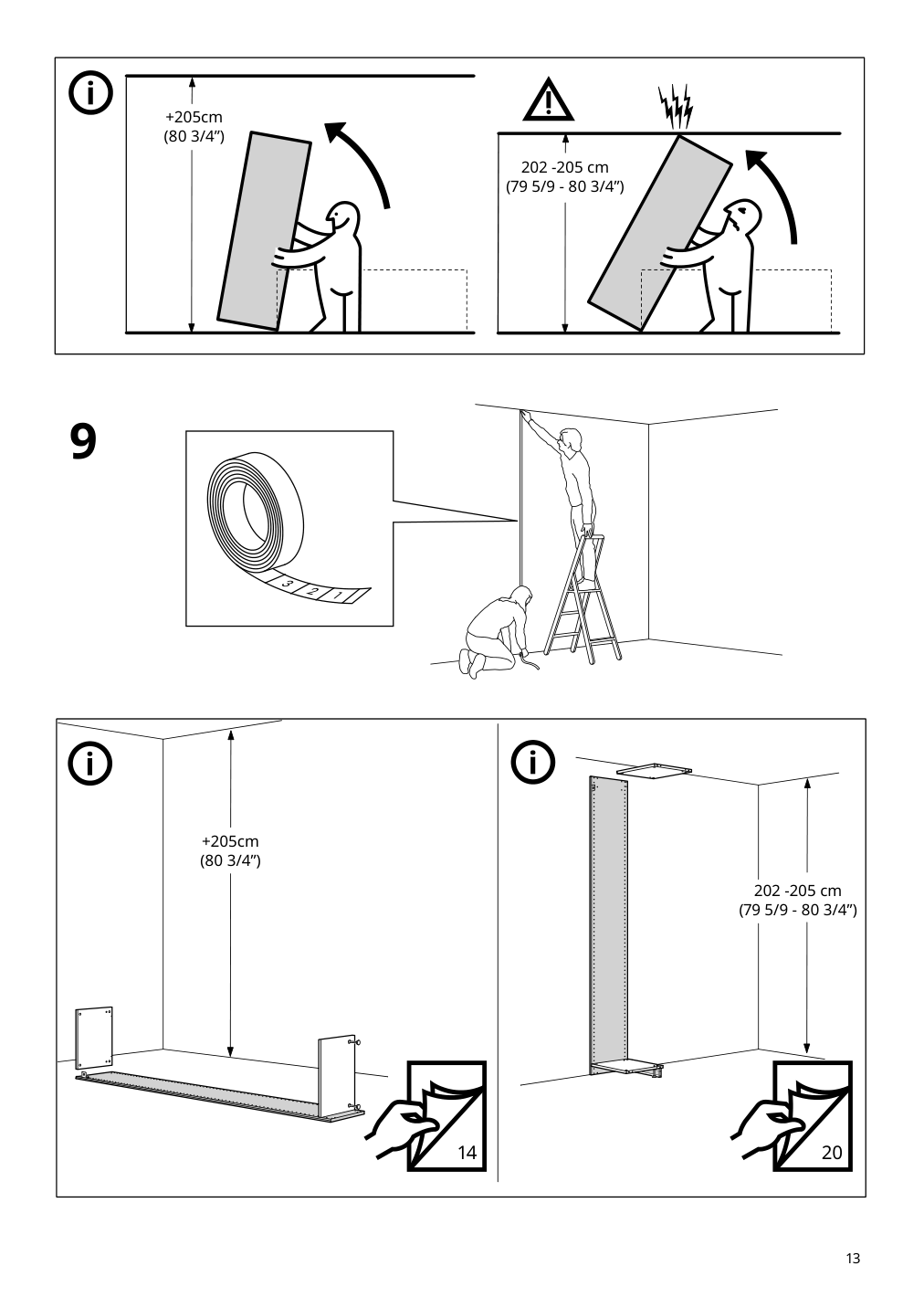 Assembly instructions for IKEA Pax wardrobe frame dark gray | Page 13 - IKEA PAX / MEHAMN/AULI wardrobe with sliding doors 095.517.14