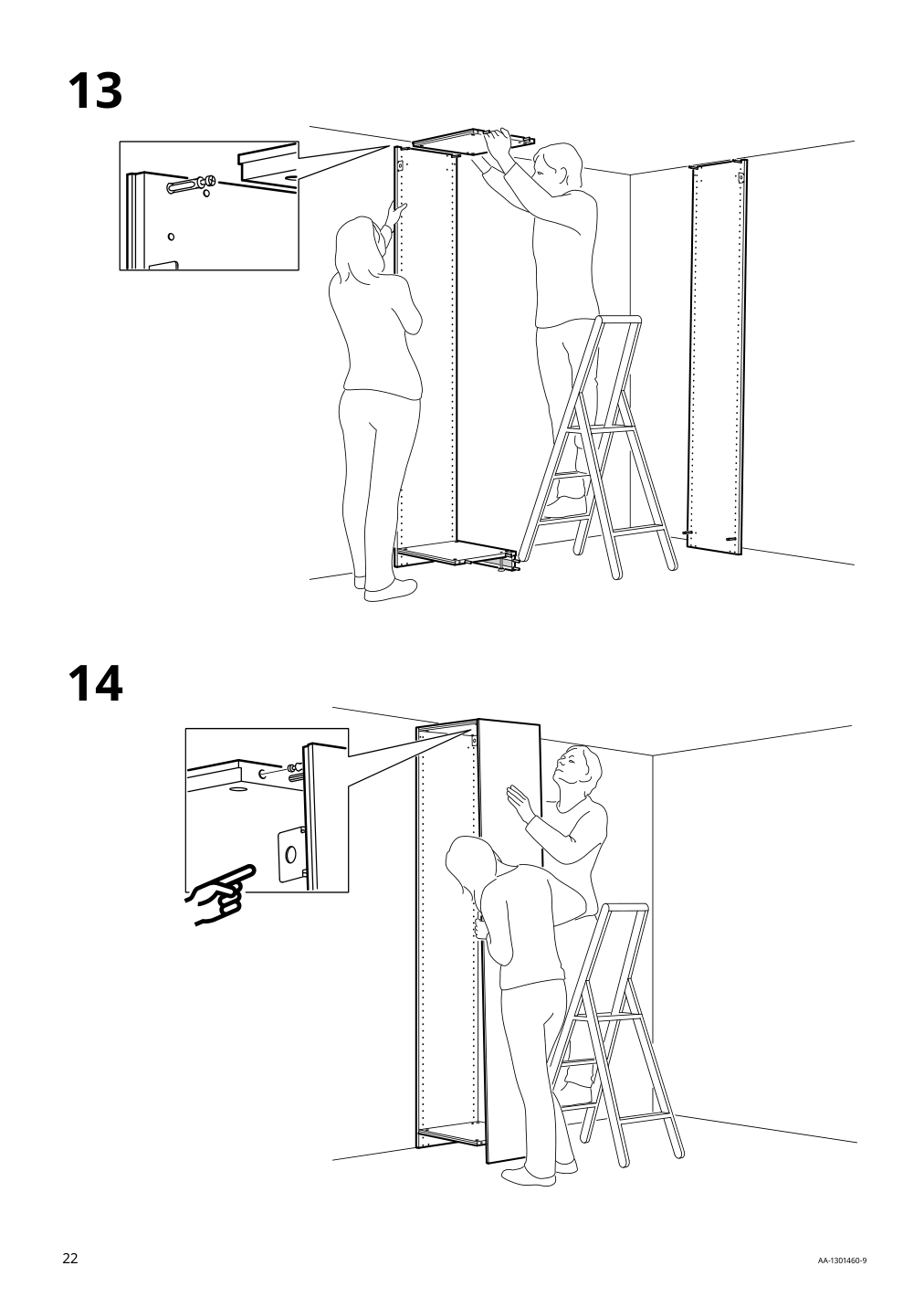 Assembly instructions for IKEA Pax wardrobe frame dark gray | Page 22 - IKEA PAX / MEHAMN/AULI wardrobe with sliding doors 095.517.14