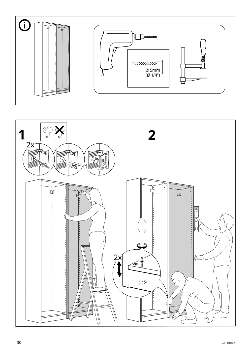 Assembly instructions for IKEA Pax wardrobe frame dark gray | Page 30 - IKEA PAX / MEHAMN/AULI wardrobe with sliding doors 095.517.14