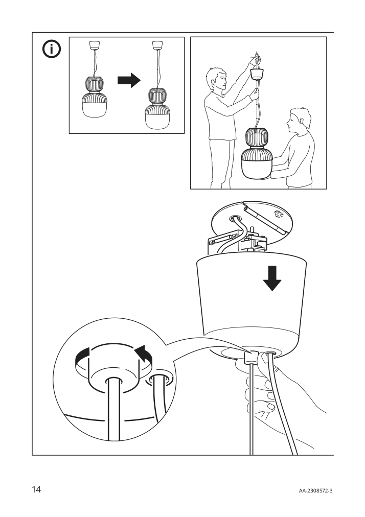 Assembly instructions for IKEA Pilblixt pendant lamp white light green glass gold effect metal | Page 14 - IKEA PILBLIXT pendant lamp 504.998.79