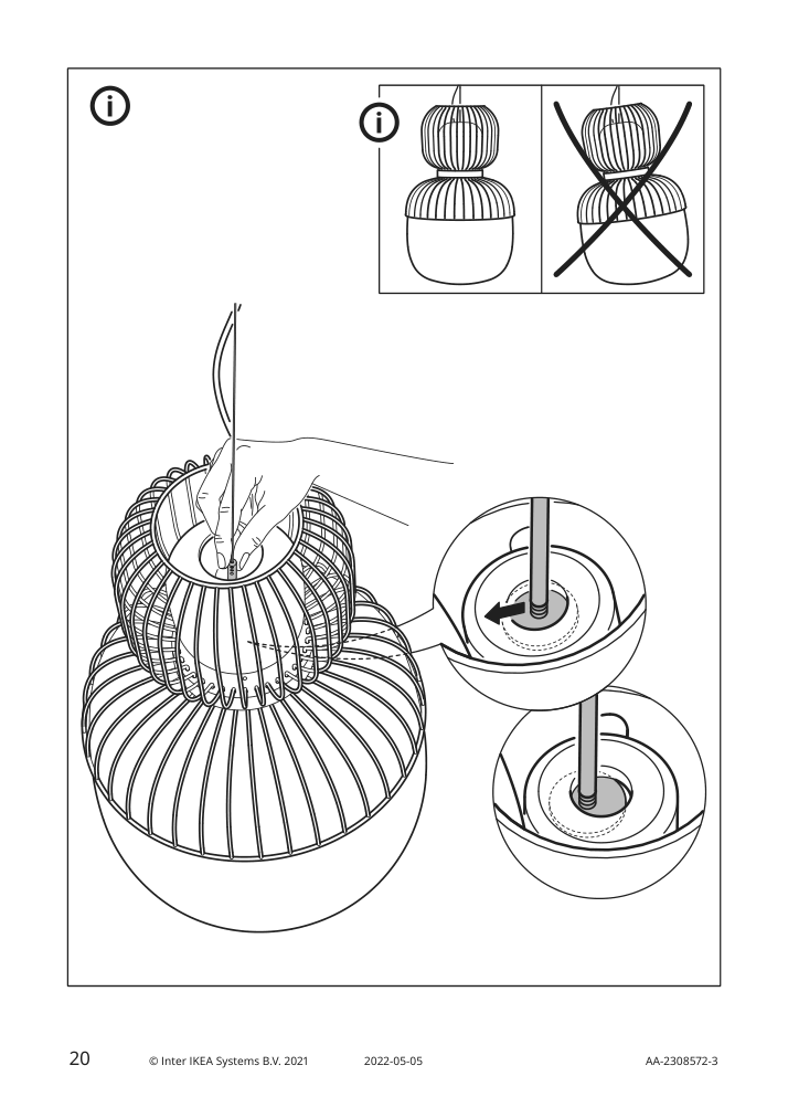 Assembly instructions for IKEA Pilblixt pendant lamp white light green glass gold effect metal | Page 20 - IKEA PILBLIXT pendant lamp 504.998.79