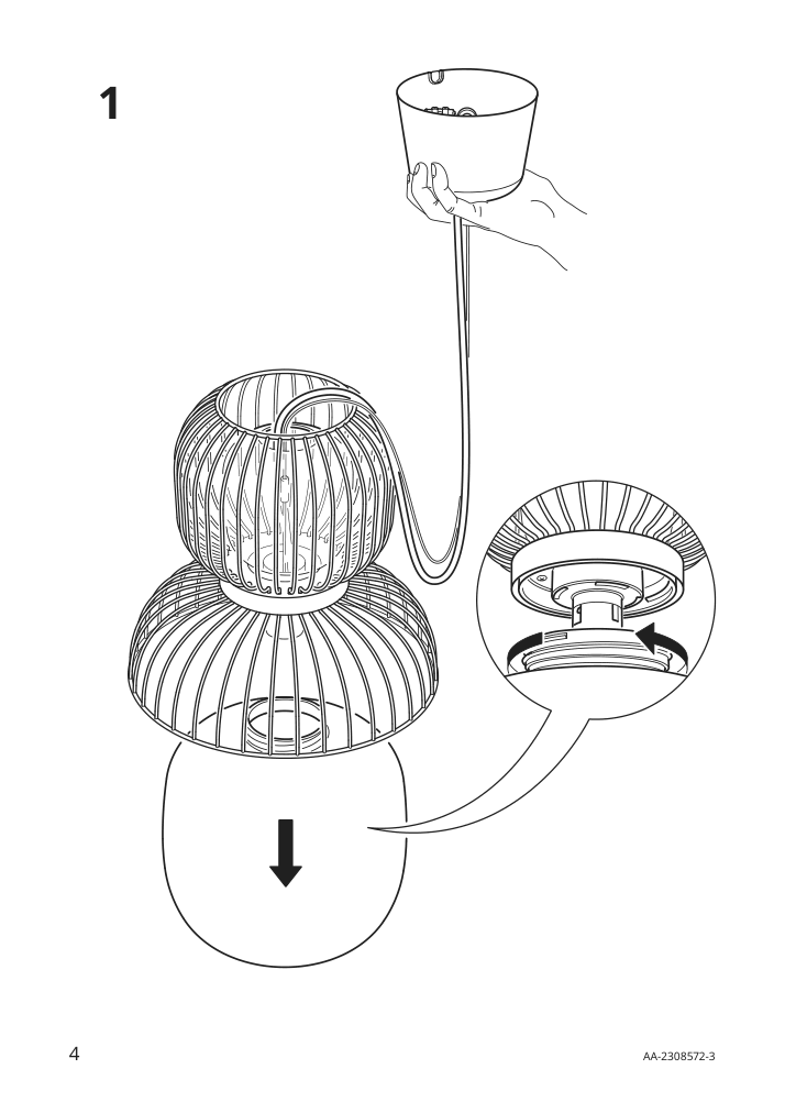 Assembly instructions for IKEA Pilblixt pendant lamp white light green glass gold effect metal | Page 4 - IKEA PILBLIXT pendant lamp 504.998.79