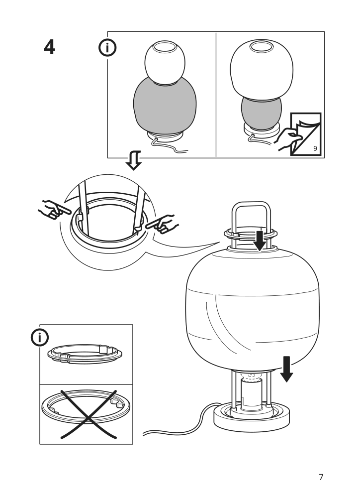 Assembly instructions for IKEA Pilblixt table lamp white light green glass gold effect metal | Page 7 - IKEA PILBLIXT table lamp 704.998.78