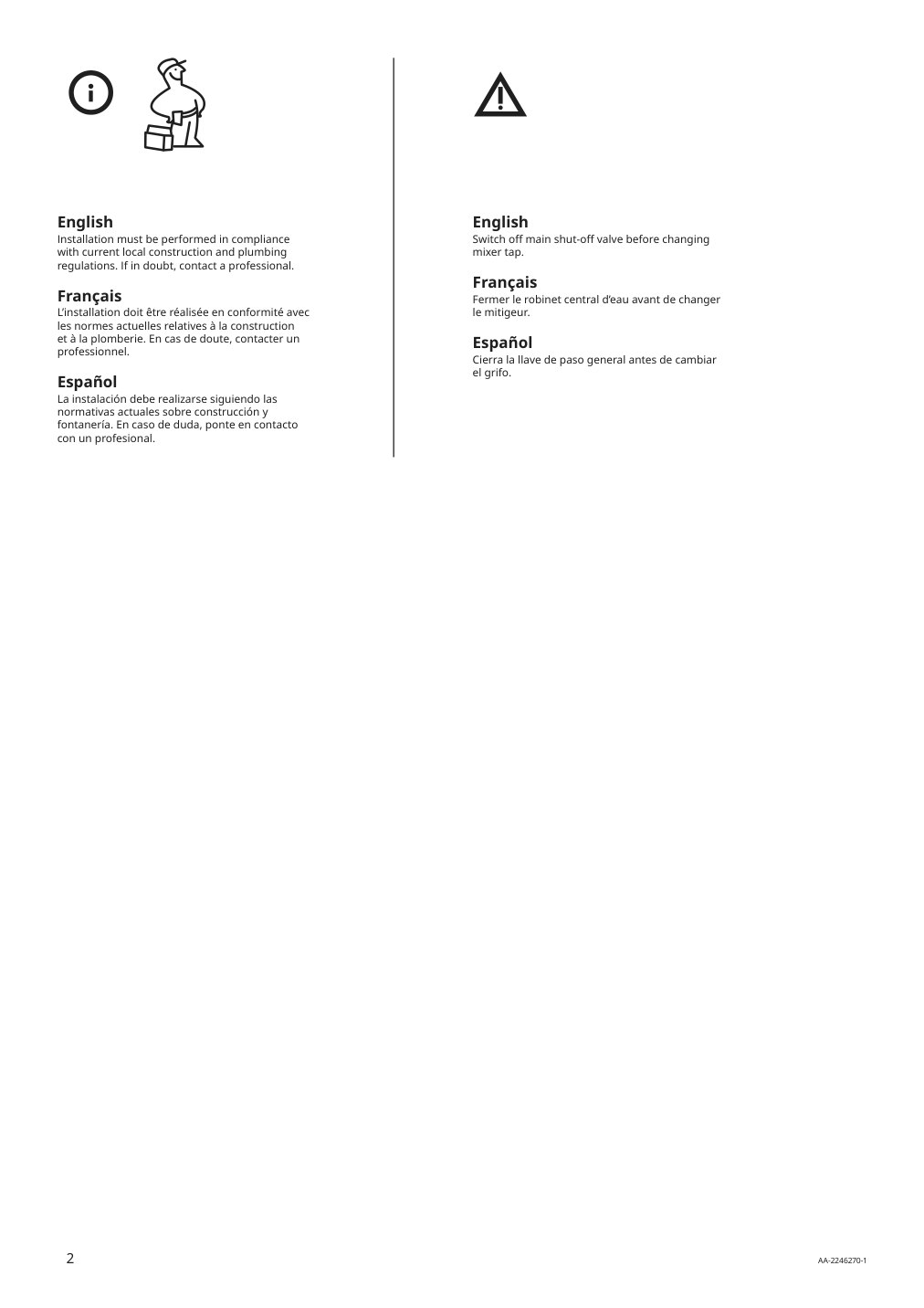 Assembly instructions for IKEA Pilkan bath faucet chrome plated | Page 2 - IKEA ENHET bathroom 195.474.39