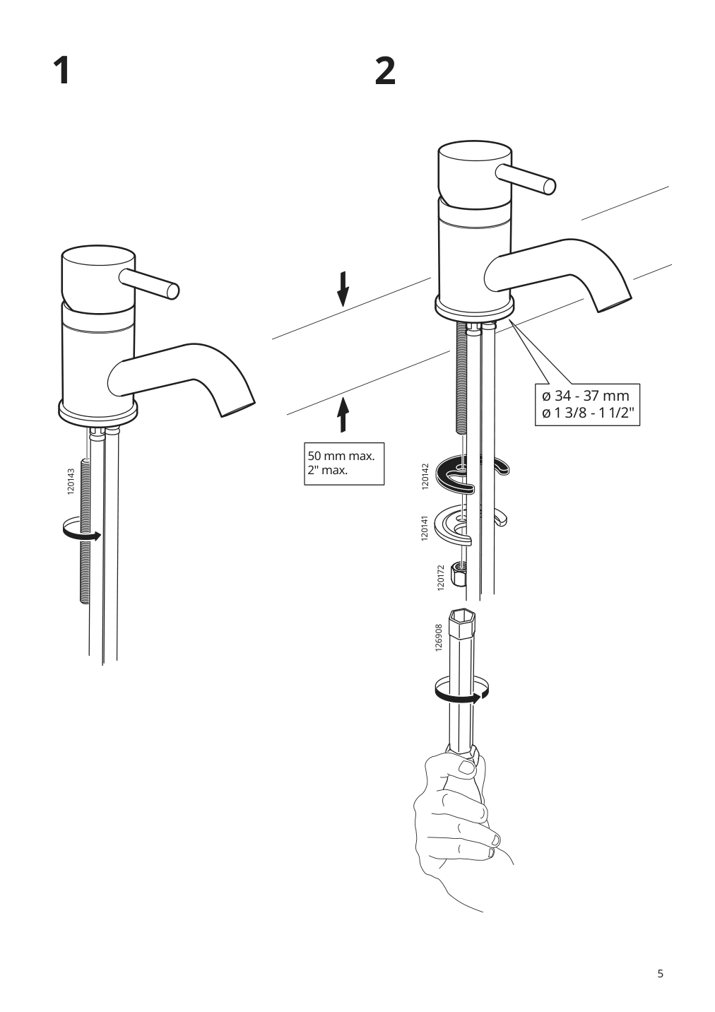 Assembly instructions for IKEA Pilkan bath faucet chrome plated | Page 5 - IKEA ENHET bathroom 195.474.39