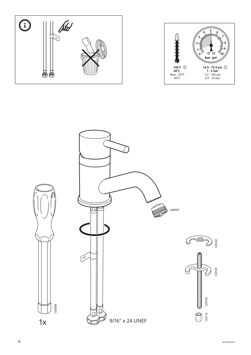 Assembly instructions for IKEA Pilkan bath faucet with strainer chrome plated | Page 4 - IKEA ENHET bathroom 094.802.41