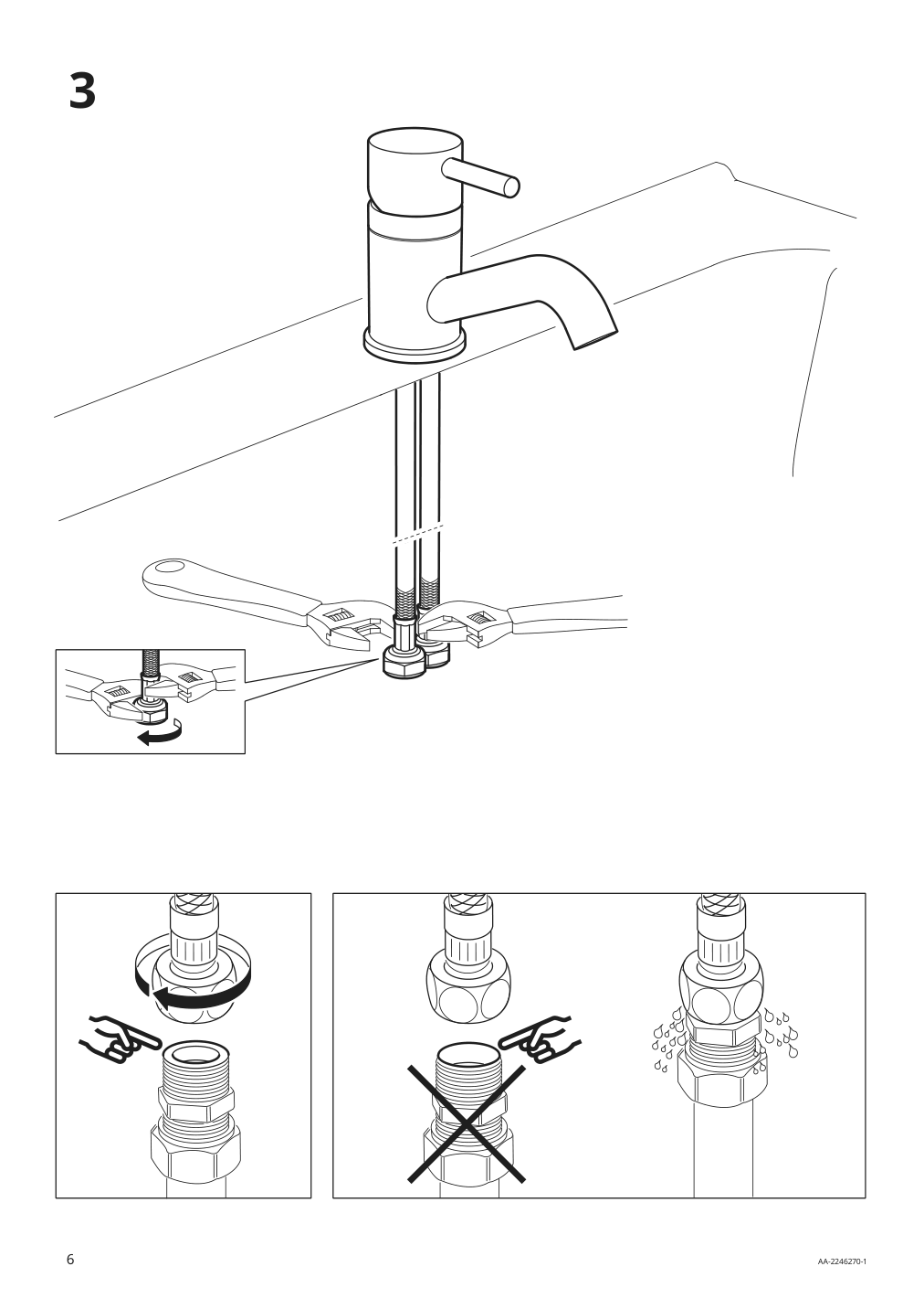 Assembly instructions for IKEA Pilkan bath faucet with strainer chrome plated | Page 6 - IKEA ENHET bathroom 594.408.70