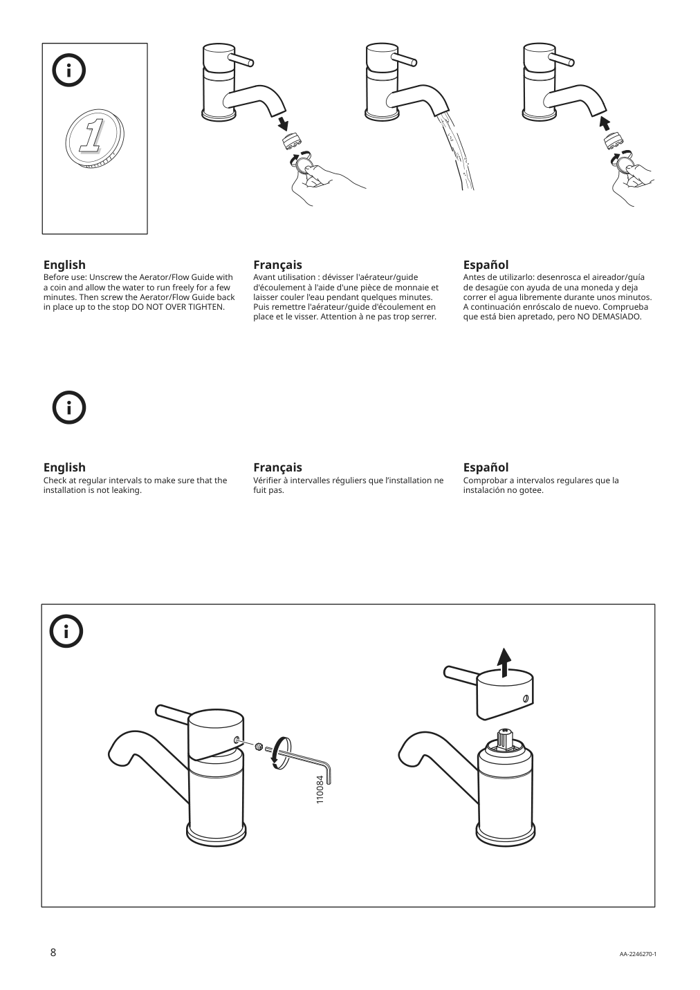 Assembly instructions for IKEA Pilkan bath faucet with strainer chrome plated | Page 8 - IKEA ENHET bathroom 594.408.70