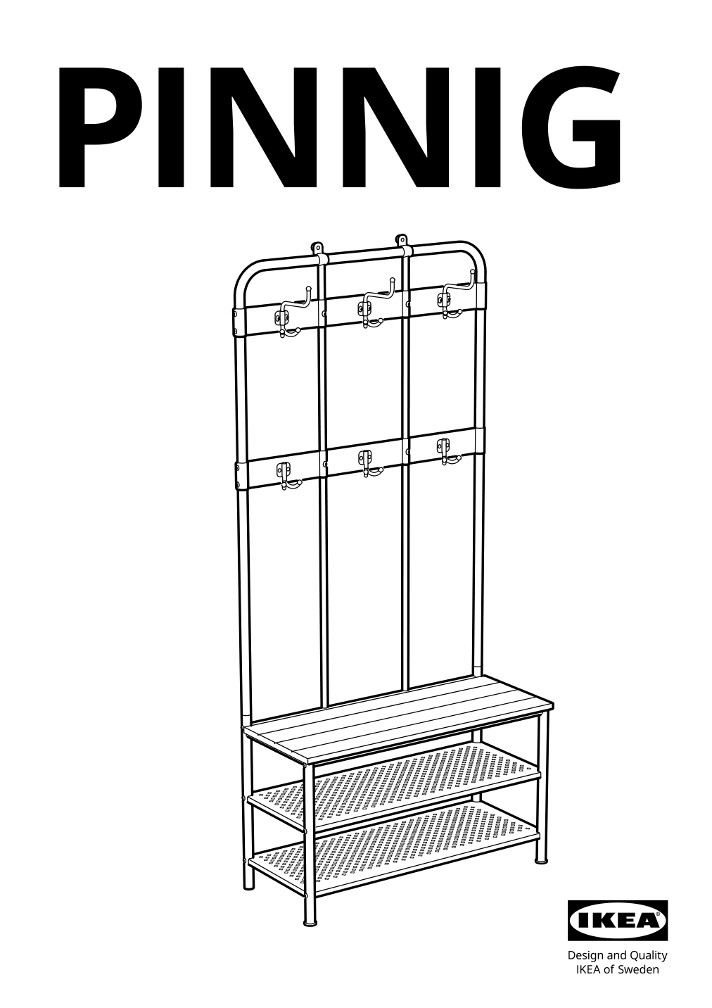 Assembly instructions for IKEA Pinnig coat rack with shoe storage bench black | Page 1 - IKEA PINNIG coat rack with shoe storage bench 203.297.89