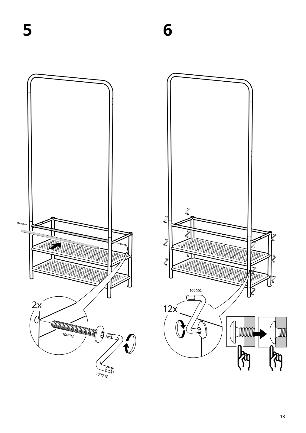 Assembly instructions for IKEA Pinnig coat rack with shoe storage bench black | Page 13 - IKEA PINNIG coat rack with shoe storage bench 203.297.89