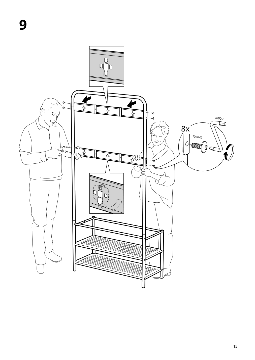 Assembly instructions for IKEA Pinnig coat rack with shoe storage bench black | Page 15 - IKEA PINNIG coat rack with shoe storage bench 203.297.89