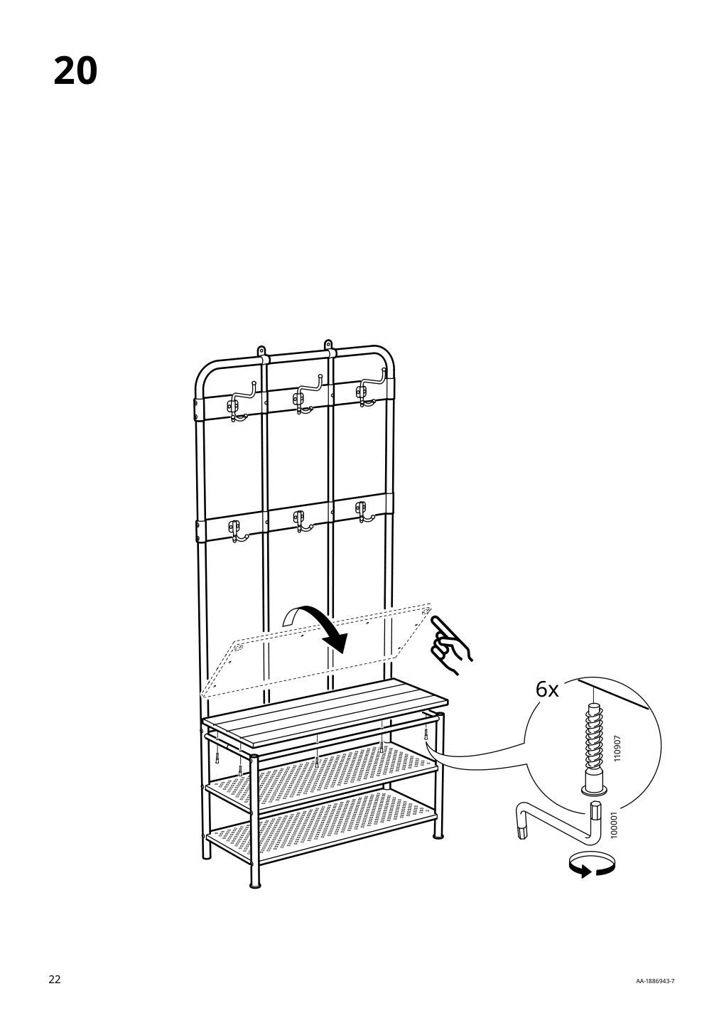 Assembly instructions for IKEA Pinnig coat rack with shoe storage bench black | Page 22 - IKEA PINNIG coat rack with shoe storage bench 203.297.89