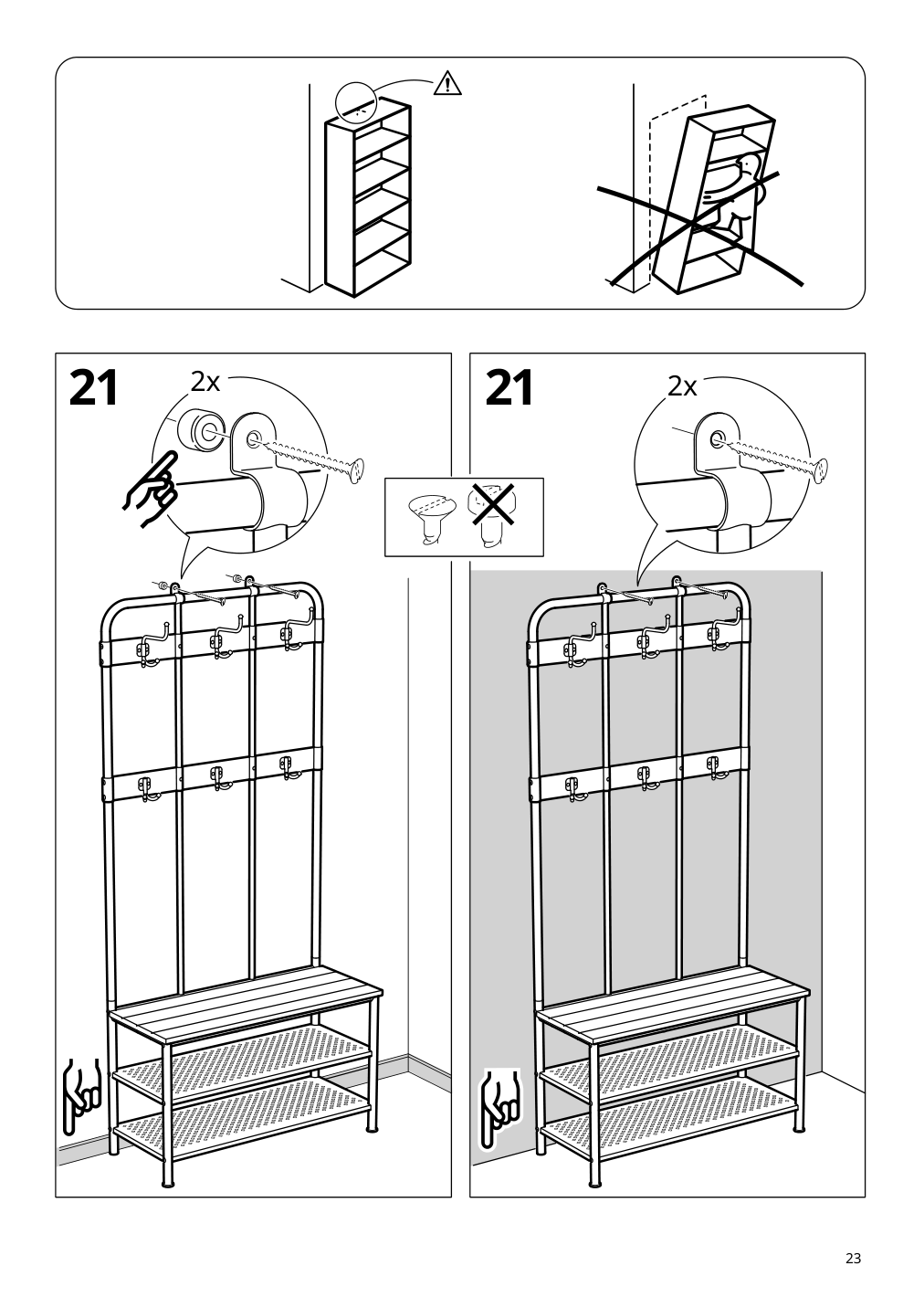 Assembly instructions for IKEA Pinnig coat rack with shoe storage bench black | Page 23 - IKEA PINNIG coat rack with shoe storage bench 203.297.89