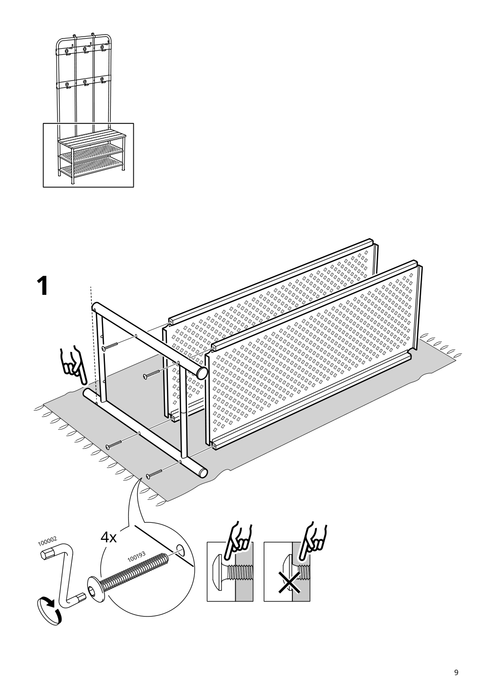 Assembly instructions for IKEA Pinnig coat rack with shoe storage bench black | Page 9 - IKEA PINNIG coat rack with shoe storage bench 203.297.89