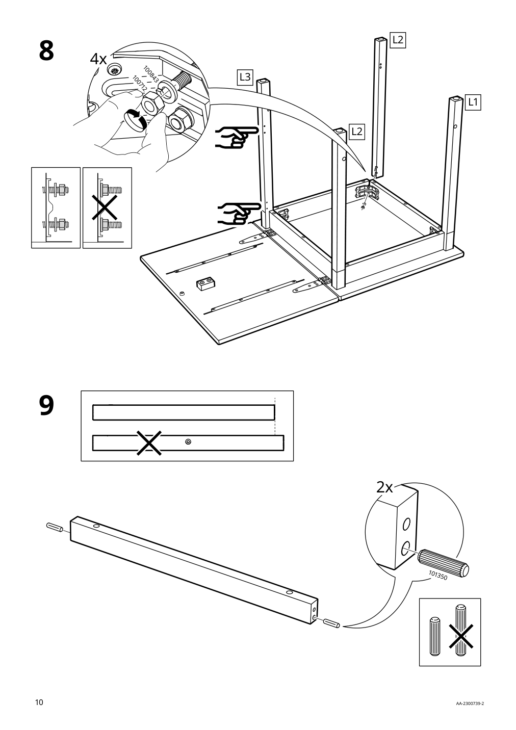 Assembly instructions for IKEA Pinntorp gateleg table light brown stained white stained | Page 10 - IKEA PINNTORP / PINNTORP table and 2 chairs 694.844.44