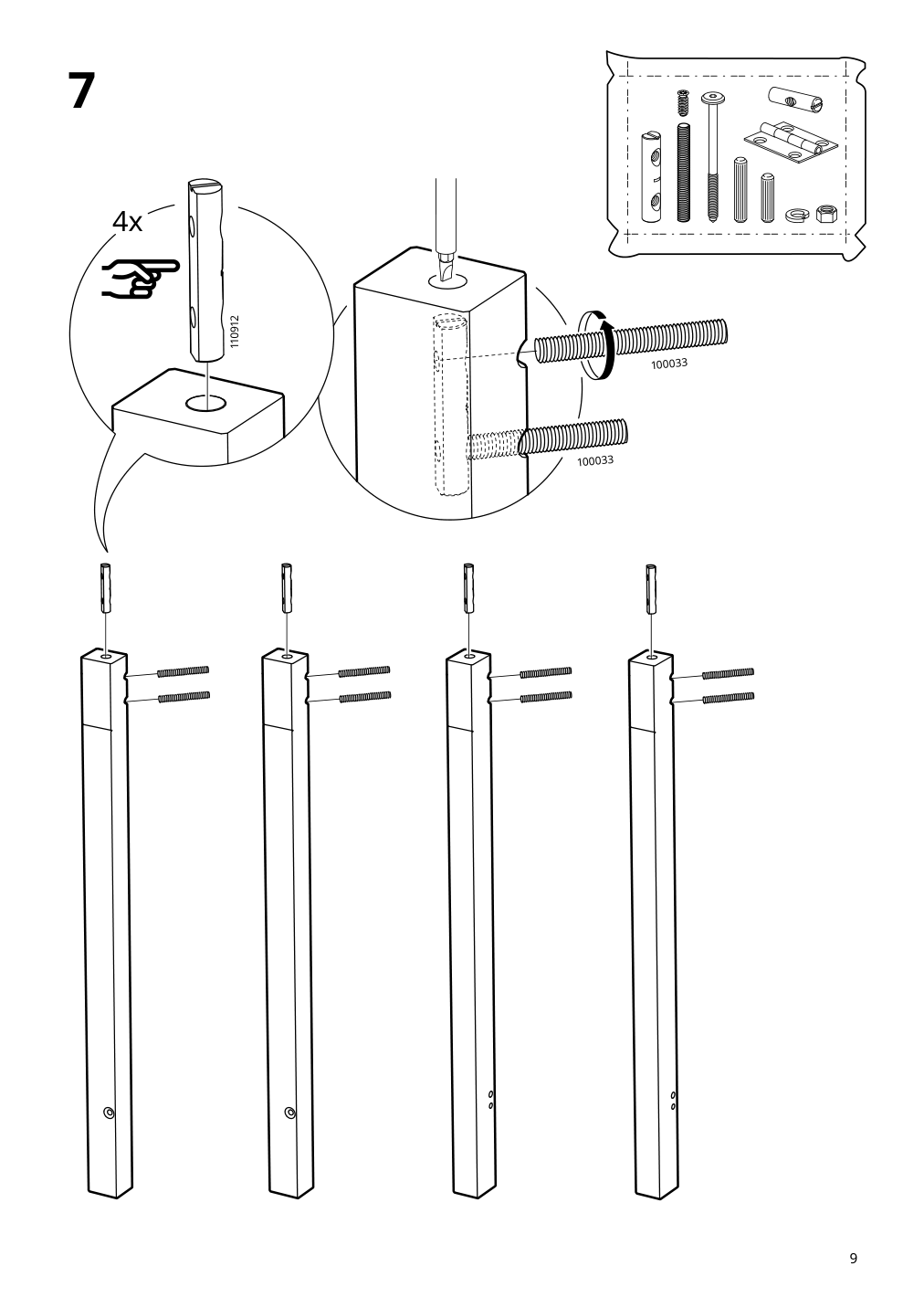 Assembly instructions for IKEA Pinntorp gateleg table light brown stained white stained | Page 9 - IKEA PINNTORP / PINNTORP table and 2 chairs 495.644.46