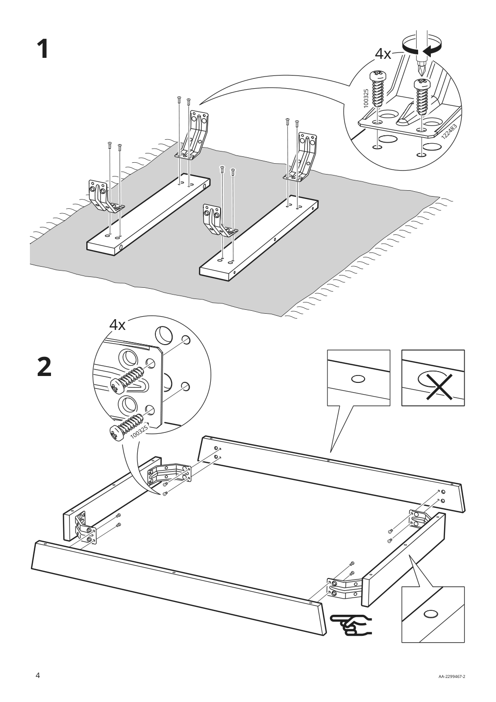 Assembly instructions for IKEA Pinntorp table light brown stained white stained | Page 4 - IKEA PINNTORP / PINNTORP table and 4 chairs 895.644.49