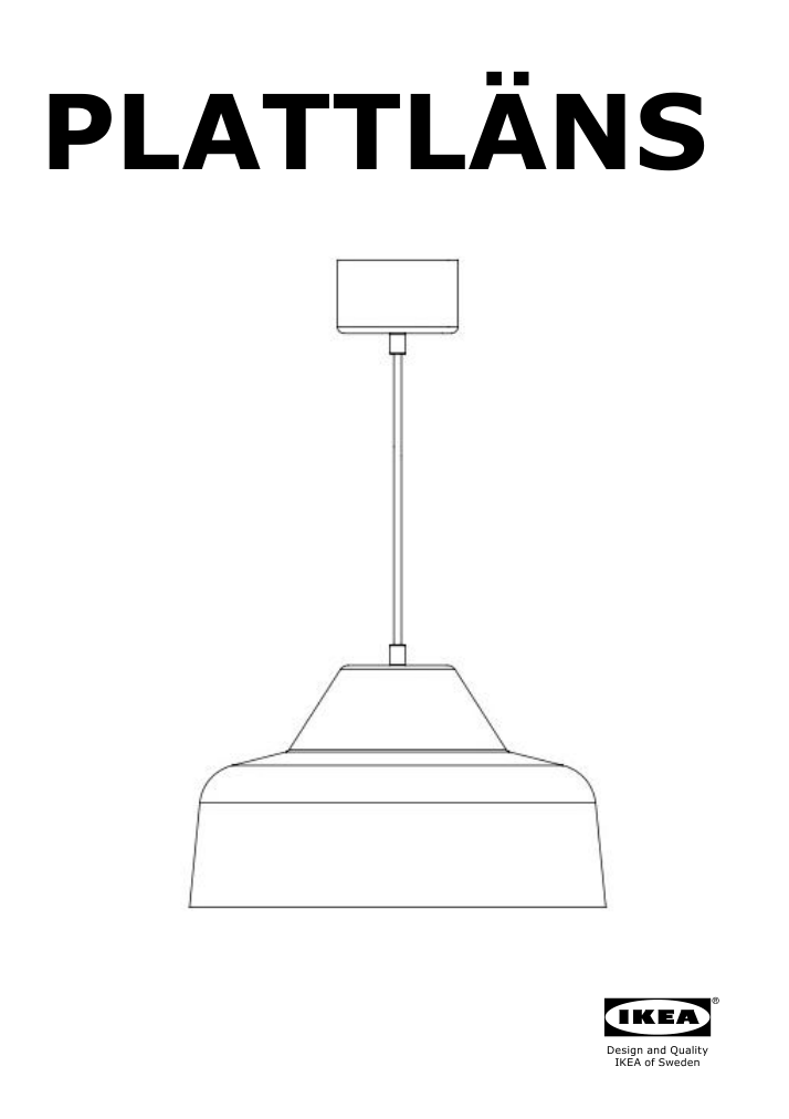 Assembly instructions for IKEA Plattlaens pendant lamp brass color | Page 1 - IKEA PLATTLÄNS pendant lamp 605.182.50