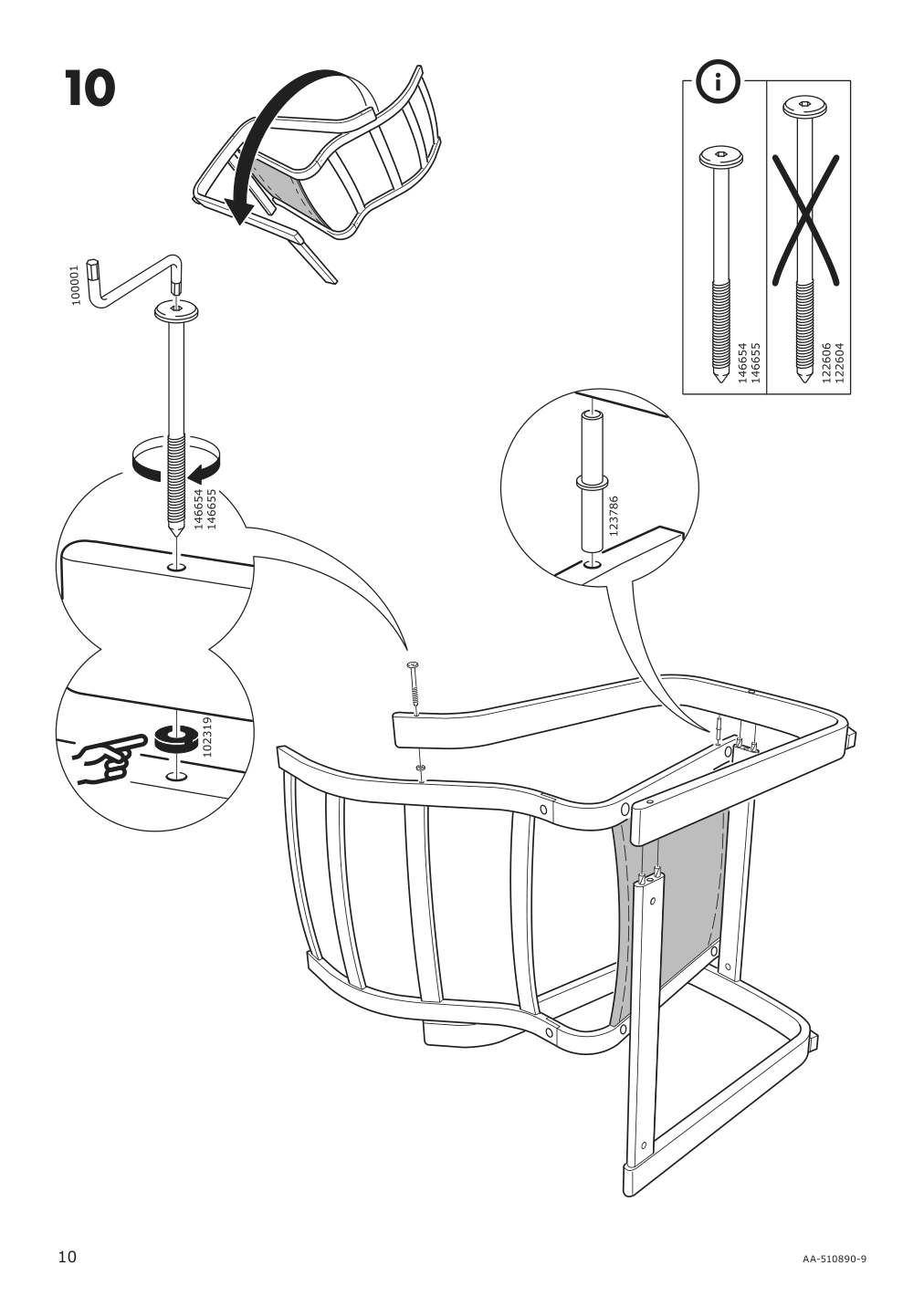 Assembly instructions for IKEA Poaeng armchair frame birch veneer | Page 10 - IKEA POÄNG armchair and ottoman 694.842.98