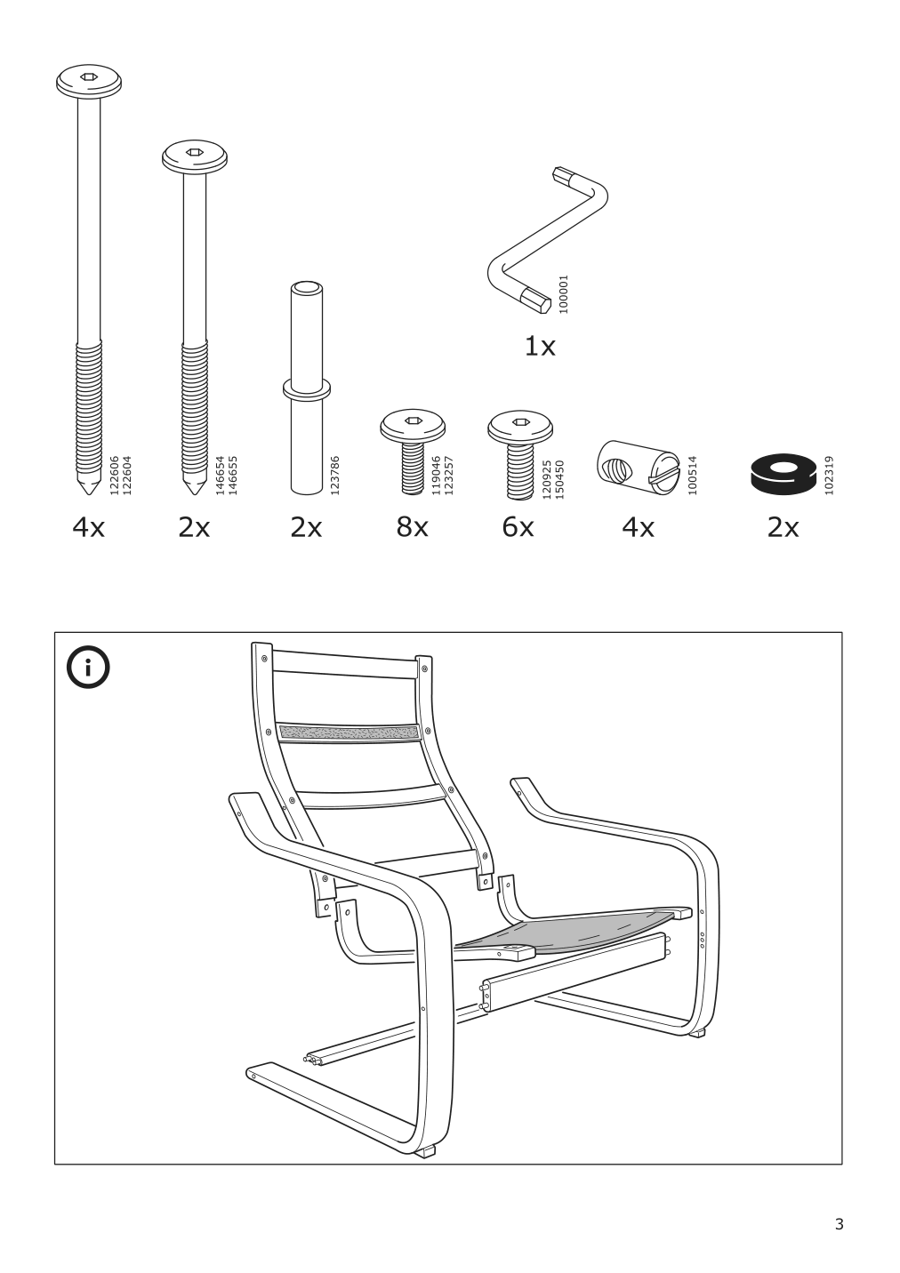 Assembly instructions for IKEA Poaeng armchair frame birch veneer | Page 3 - IKEA POÄNG armchair 595.143.85