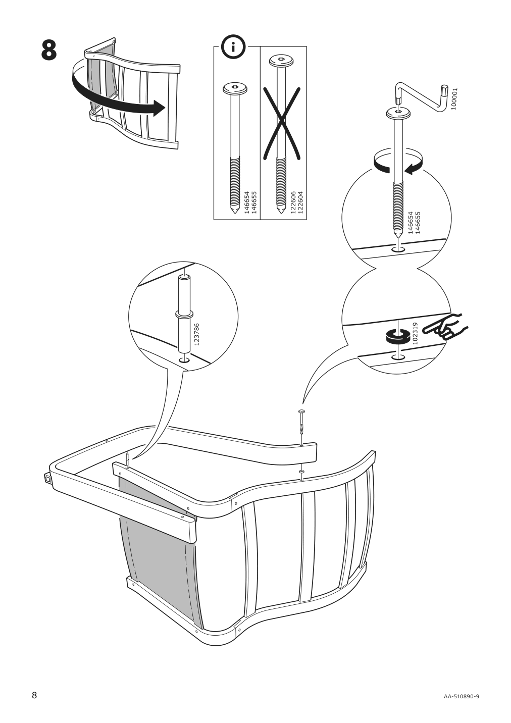 Assembly instructions for IKEA Poaeng armchair frame brown | Page 8 - IKEA POÄNG armchair 595.020.66