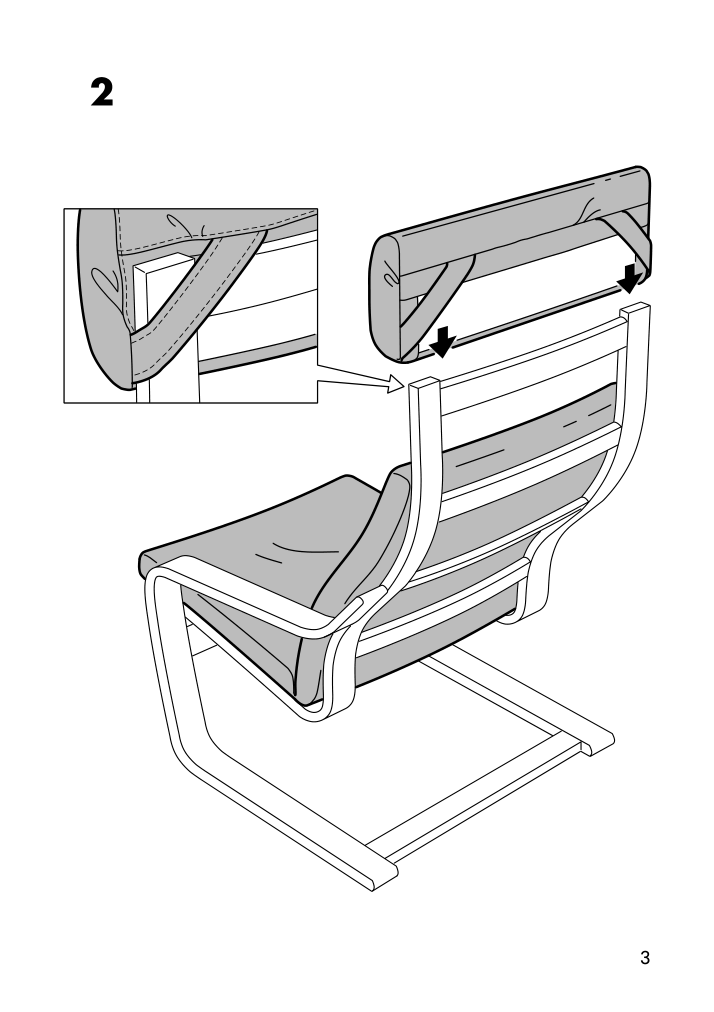 Assembly instructions for IKEA Poaeng chair cushion glose dark brown | Page 3 - IKEA POÄNG armchair and ottoman 195.510.68