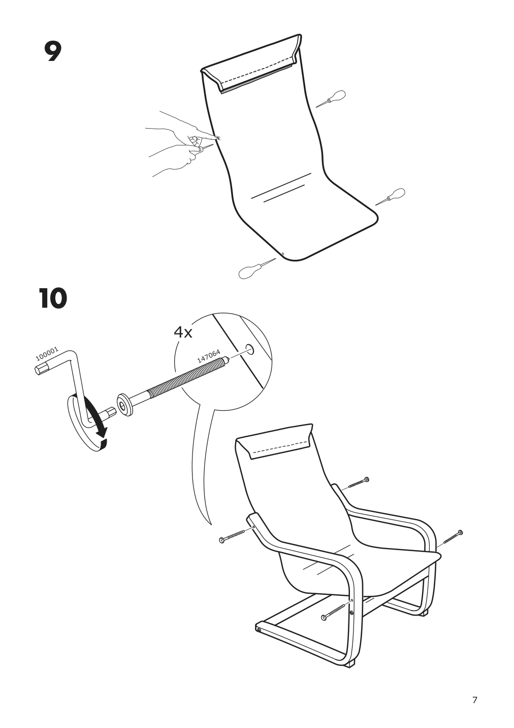 Assembly instructions for IKEA Poaeng childrens armchair frame birch veneer | Page 7 - IKEA POÄNG children's armchair frame 804.180.56