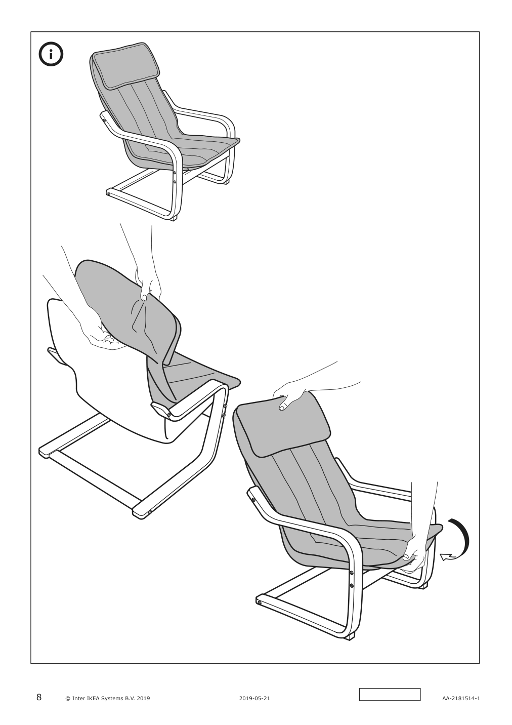 Assembly instructions for IKEA Poaeng childrens armchair frame birch veneer | Page 8 - IKEA POÄNG kid's armchair 494.125.61