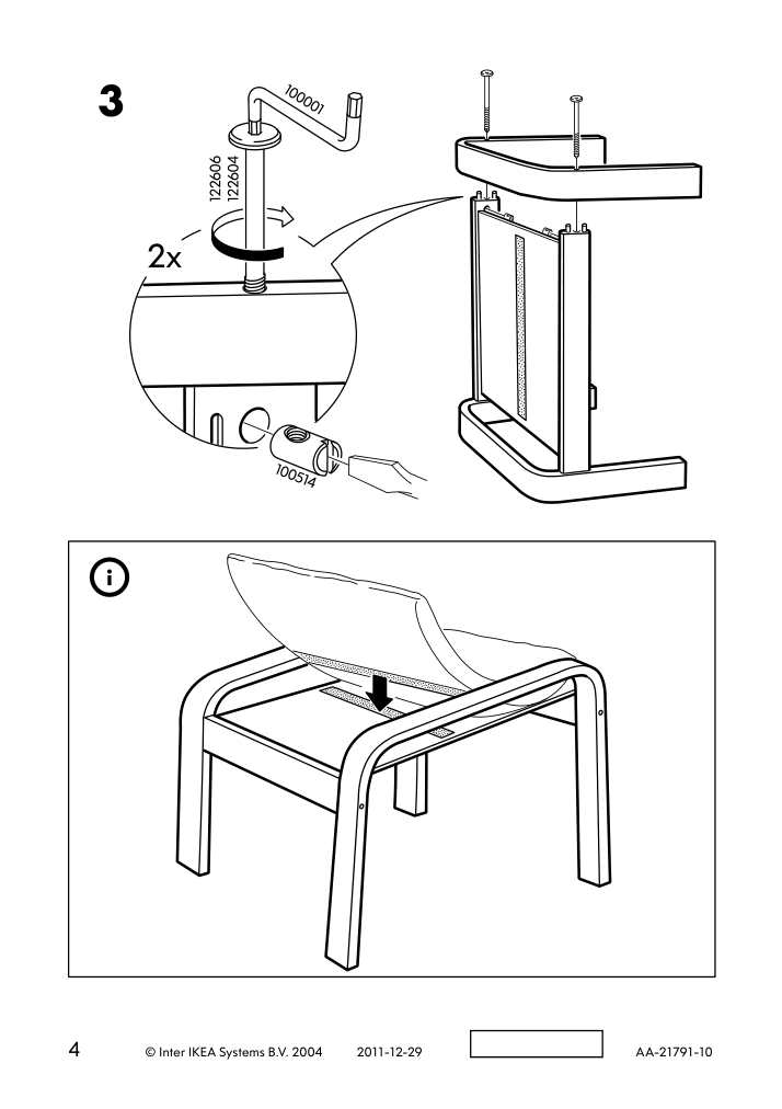 Assembly instructions for IKEA Poaeng ottoman frame birch veneer | Page 4 - IKEA POÄNG armchair and ottoman 894.842.40