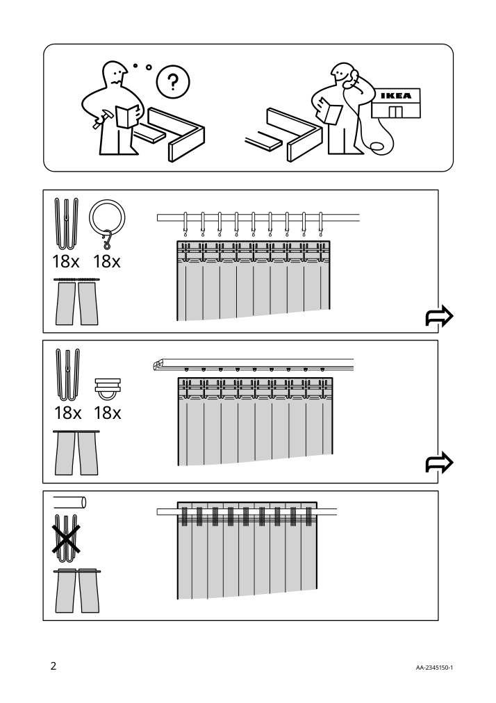 Assembly instructions for IKEA Prakttidloesa room darkening curtains 1 pair light blue | Page 2 - IKEA PRAKTTIDLÖSA room darkening curtains, 1 pair 905.514.36