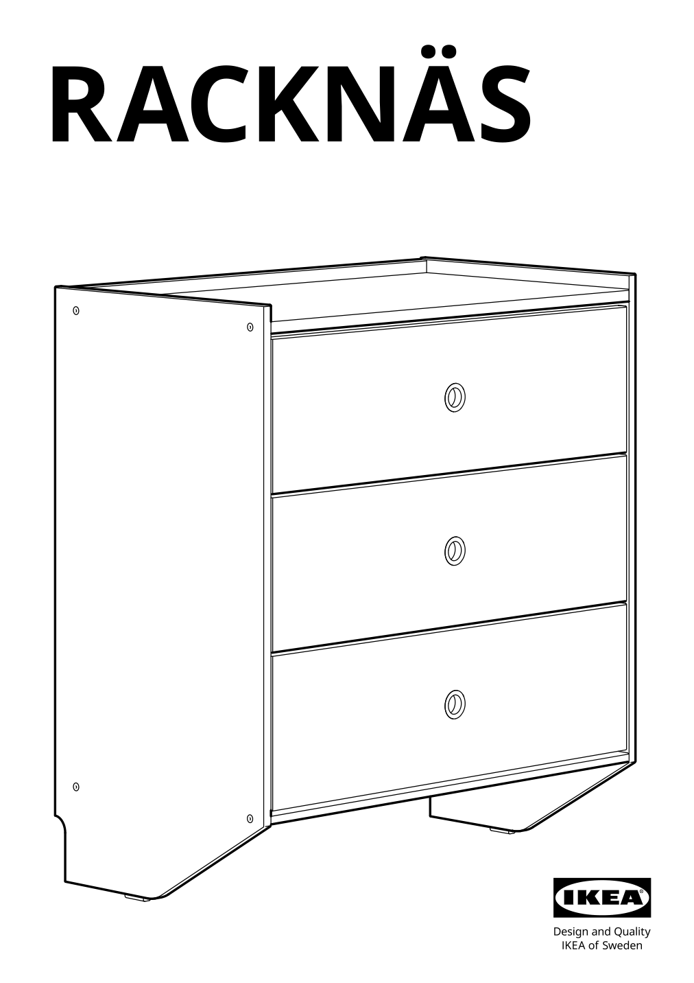 Assembly instructions for IKEA Racknaes 3 drawer chest white | Page 1 - IKEA RACKNÄS 3-drawer chest 105.945.24
