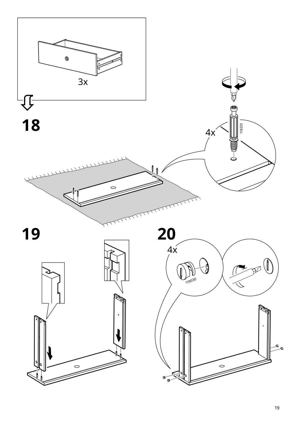 Assembly instructions for IKEA Racknaes 3 drawer chest white | Page 19 - IKEA RACKNÄS 3-drawer chest 105.945.24