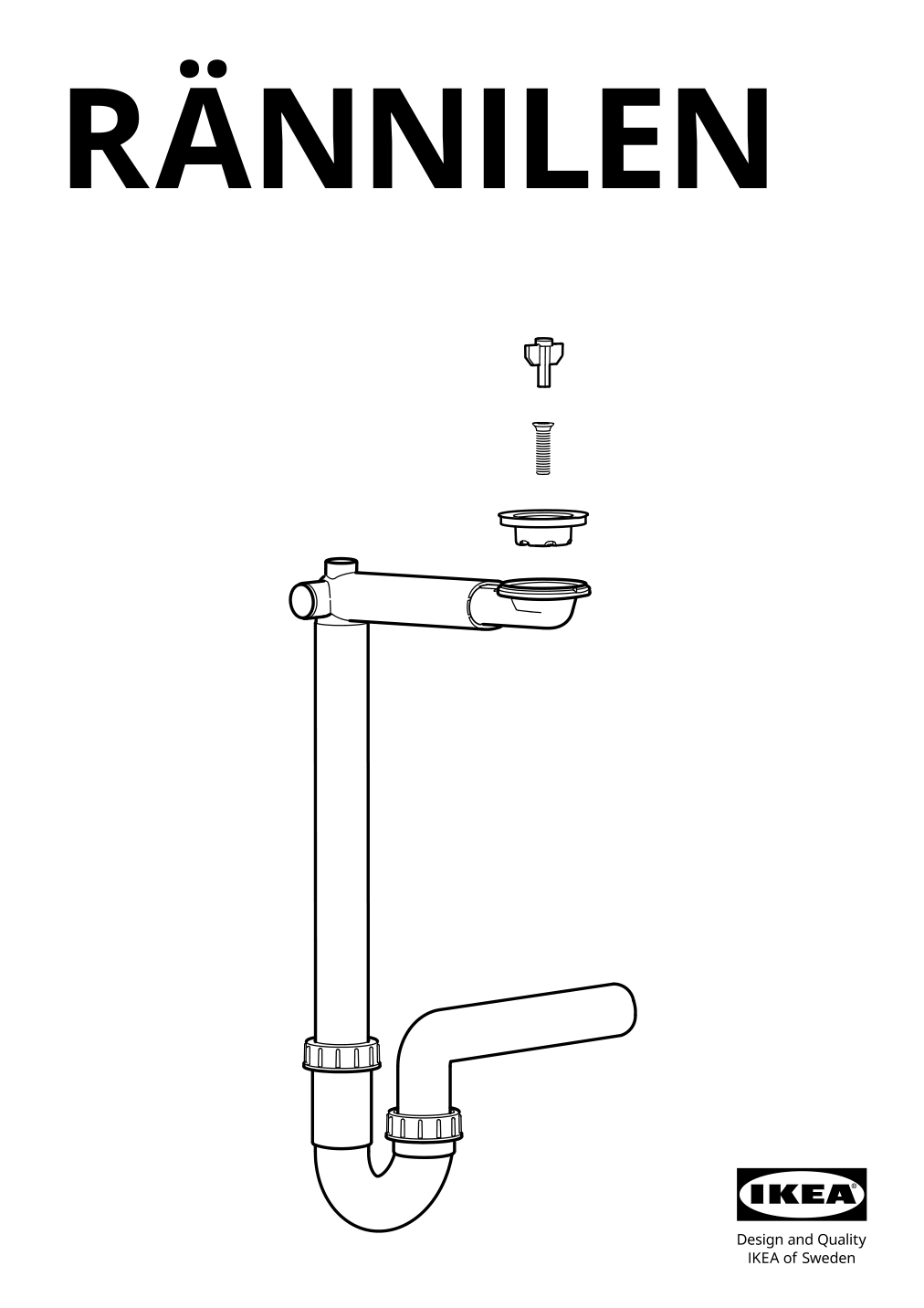 Assembly instructions for IKEA Raennilen water trap 1 bowl | Page 1 - IKEA RÅGRUND / BJÖRKÅN sink shelf/corner shelf 394.835.54