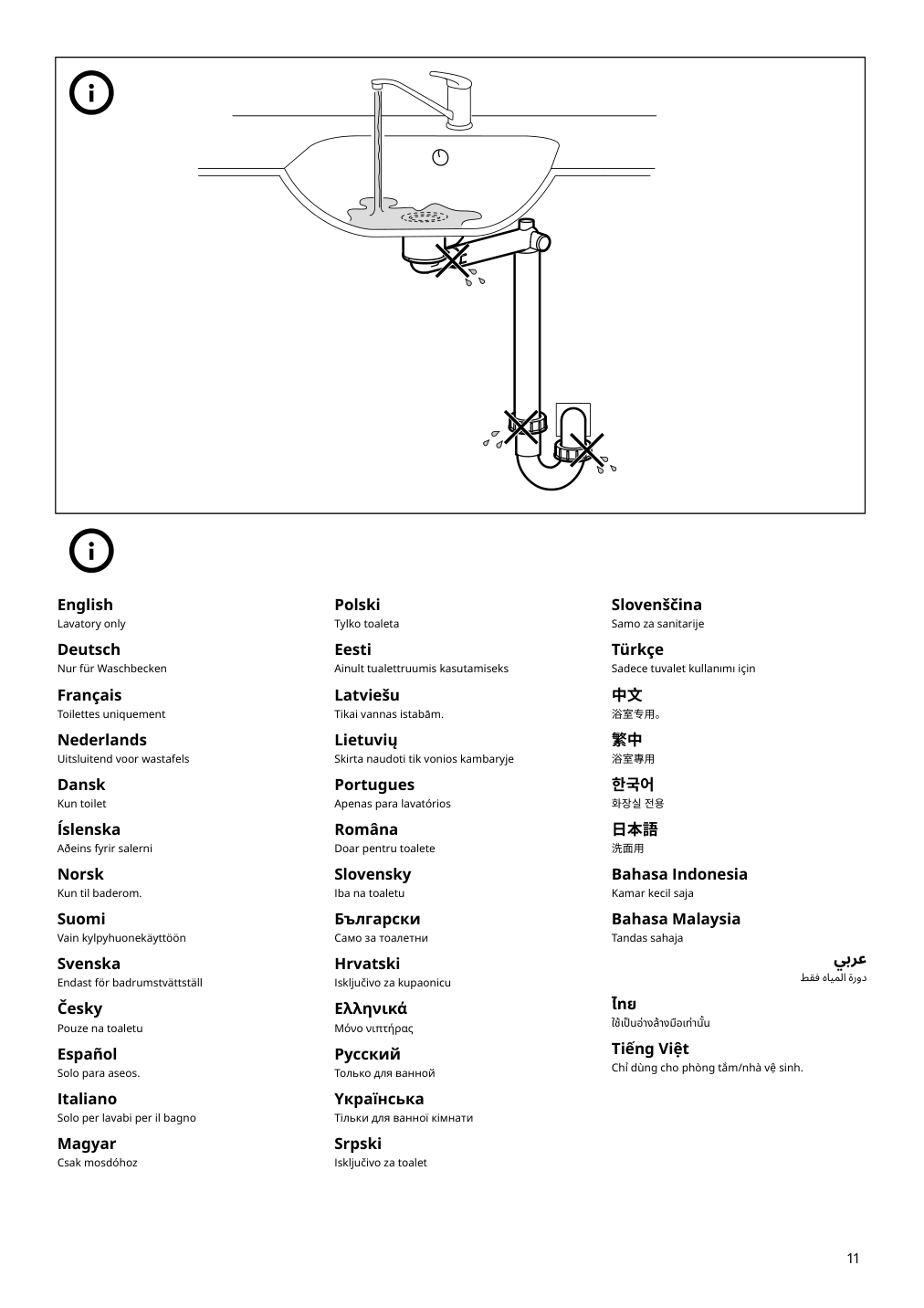 Assembly instructions for IKEA Raennilen water trap 1 bowl | Page 11 - IKEA ENHET bathroom 094.802.41