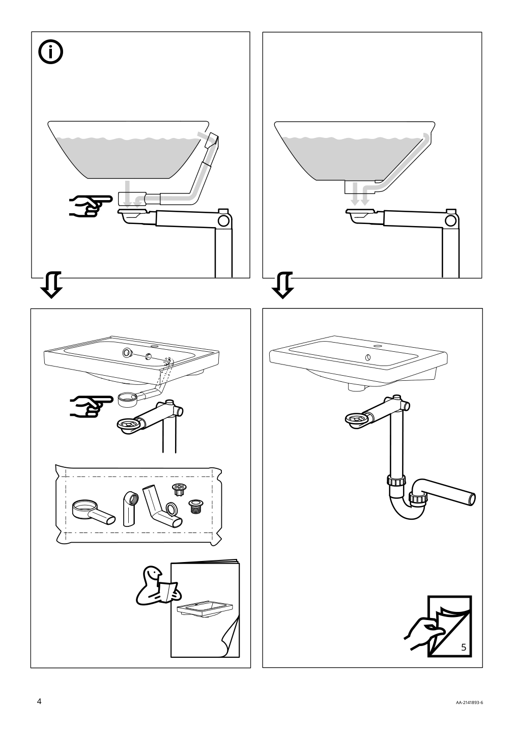 Assembly instructions for IKEA Raennilen water trap 1 bowl | Page 4 - IKEA ENHET bathroom 994.408.68