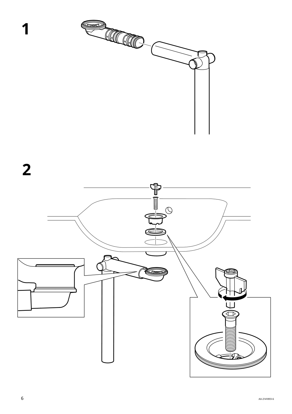 Assembly instructions for IKEA Raennilen water trap 1 bowl | Page 6 - IKEA ENHET / TVÄLLEN sink cabinet with 1 door 794.378.76