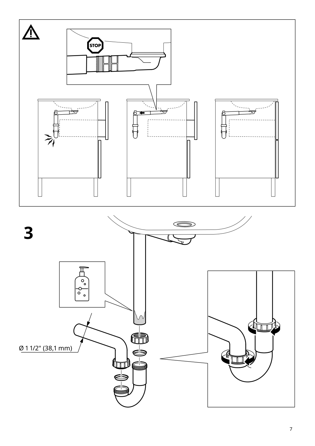 Assembly instructions for IKEA Raennilen water trap 1 bowl | Page 7 - IKEA ENHET / TVÄLLEN sink cabinet with 2 drawers 894.378.71