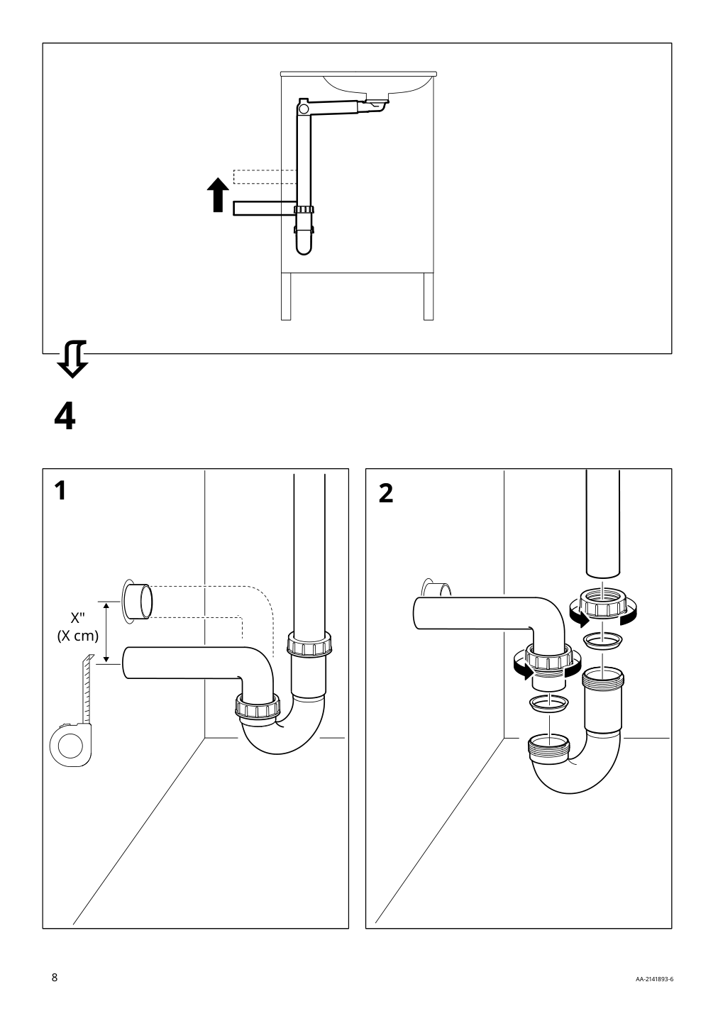 Assembly instructions for IKEA Raennilen water trap 1 bowl | Page 8 - IKEA ENHET bathroom 794.409.06