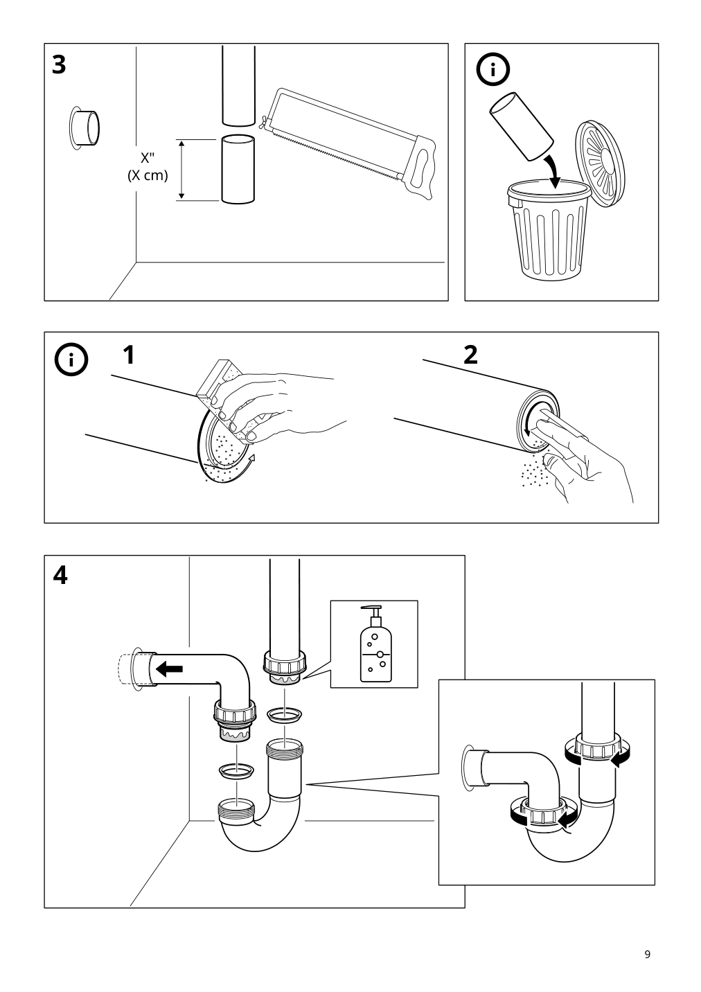 Assembly instructions for IKEA Raennilen water trap 1 bowl | Page 9 - IKEA ENHET bathroom 094.409.00