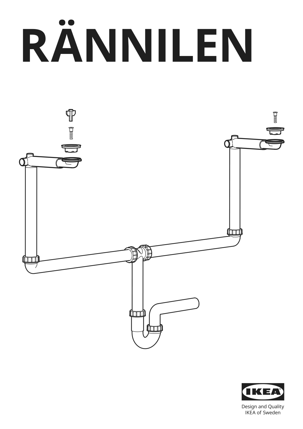 Assembly instructions for IKEA Raennilen water trap 2 bowls | Page 1 - IKEA HEMNES / TOLKEN Bathroom vanity with sink & faucets 795.755.56