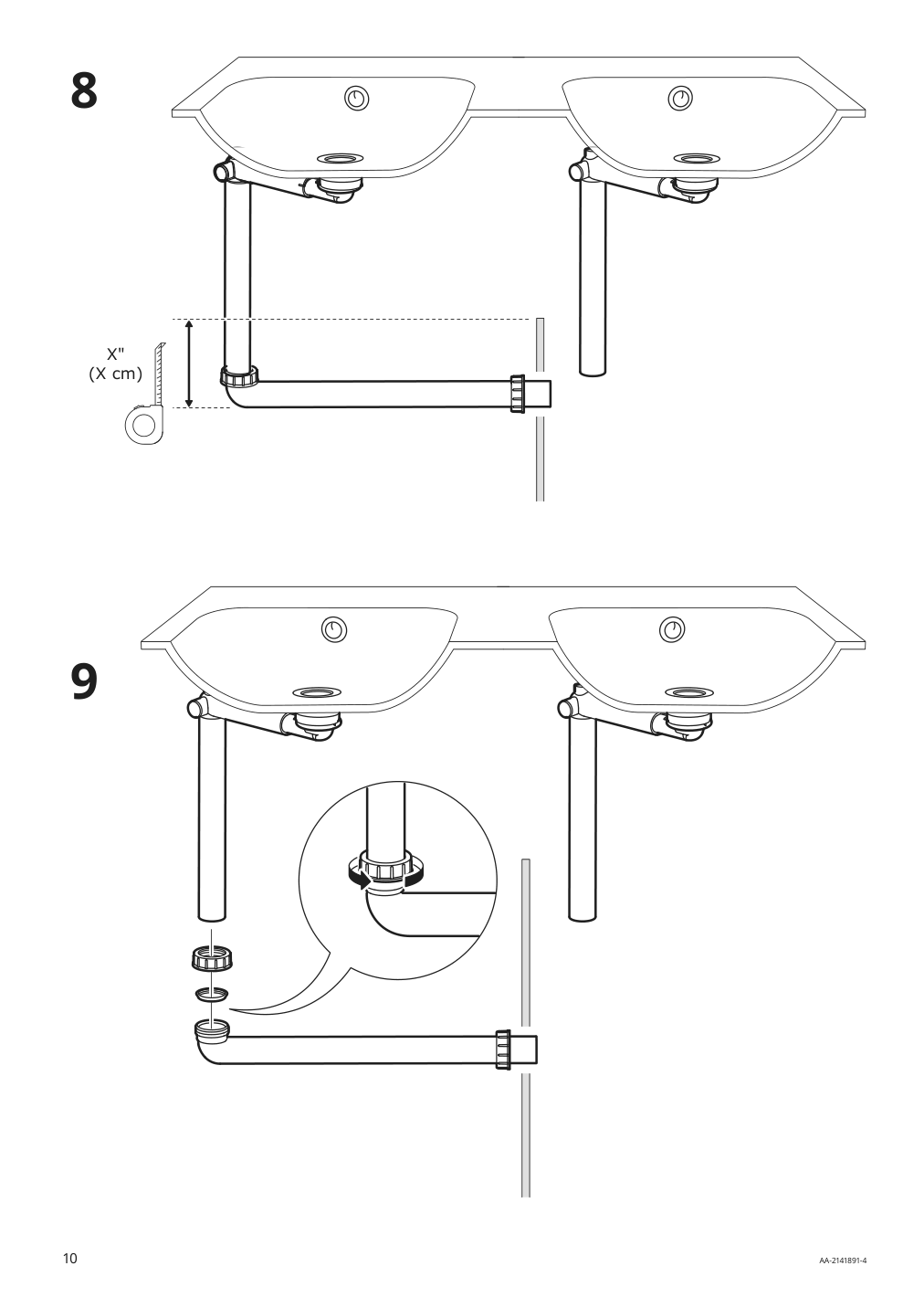 Assembly instructions for IKEA Raennilen water trap 2 bowls | Page 10 - IKEA HEMNES / TOLKEN Bathroom vanity with sink & faucets 795.755.56