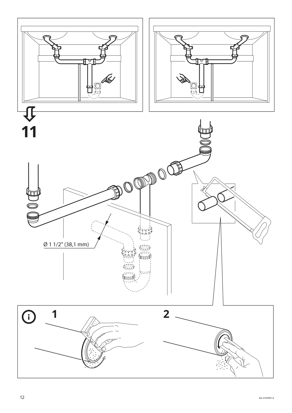 Assembly instructions for IKEA Raennilen water trap 2 bowls | Page 12 - IKEA HEMNES / TOLKEN Bathroom vanity with sink & faucets 795.755.56