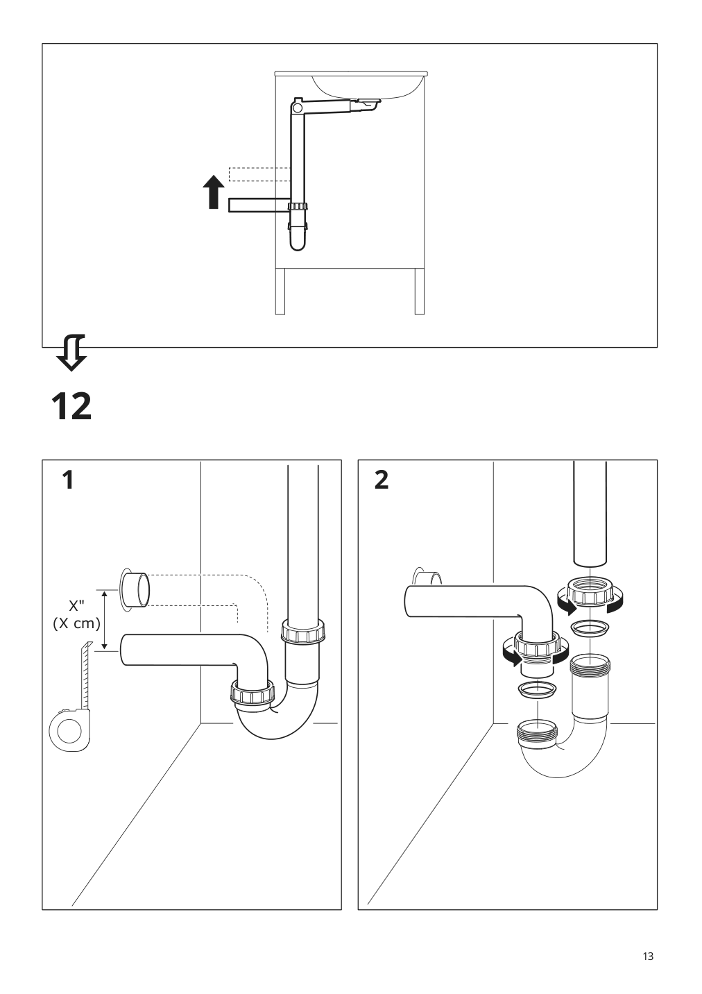 Assembly instructions for IKEA Raennilen water trap 2 bowls | Page 13 - IKEA HEMNES / TOLKEN Bathroom vanity with sink & faucets 795.755.56