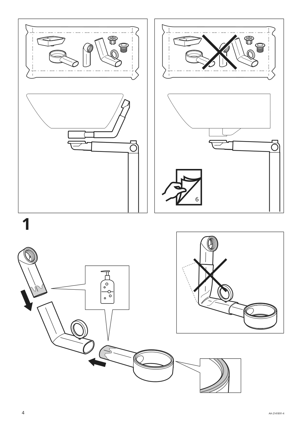 Assembly instructions for IKEA Raennilen water trap 2 bowls | Page 4 - IKEA HEMNES / TOLKEN Bathroom vanity with sink & faucets 795.755.56