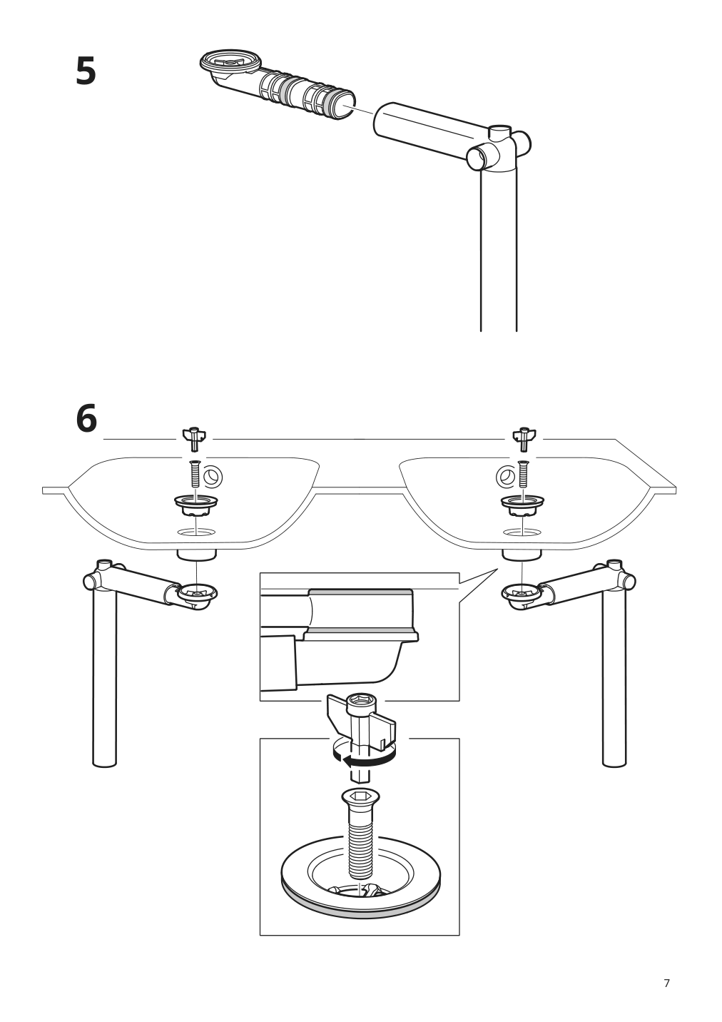 Assembly instructions for IKEA Raennilen water trap 2 bowls | Page 7 - IKEA HEMNES / TOLKEN Bathroom vanity with sink & faucets 795.755.56