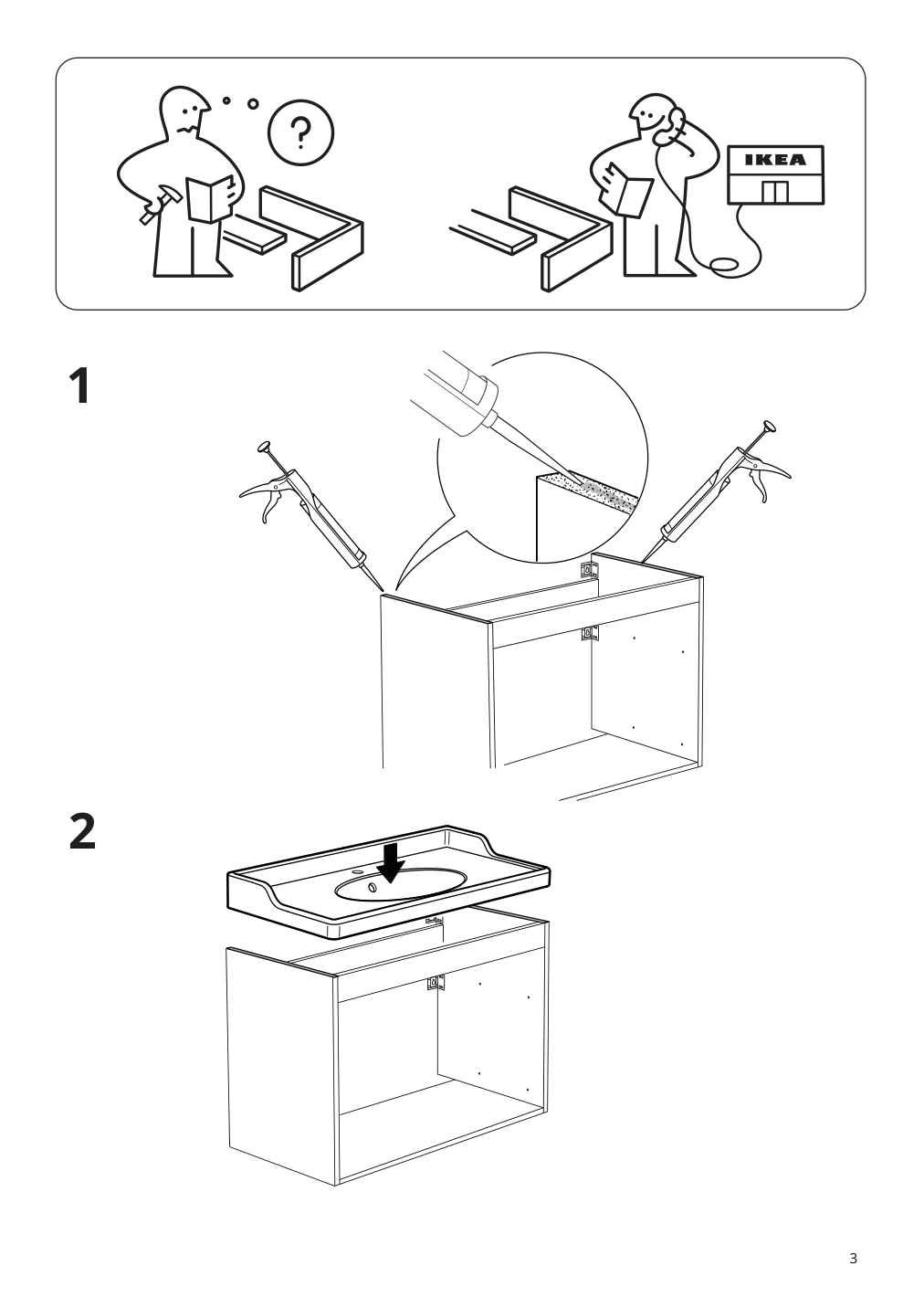 Assembly instructions for IKEA Raettviken sink white | Page 3 - IKEA HEMNES / RÄTTVIKEN bathroom furniture, set of 5 093.898.26