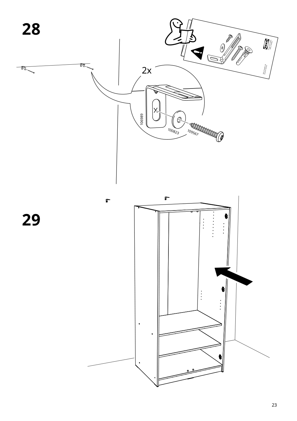 Assembly instructions for IKEA Rakkestad wardrobe with 2 doors black brown | Page 23 - IKEA RAKKESTAD wardrobe with 2 doors 504.537.58