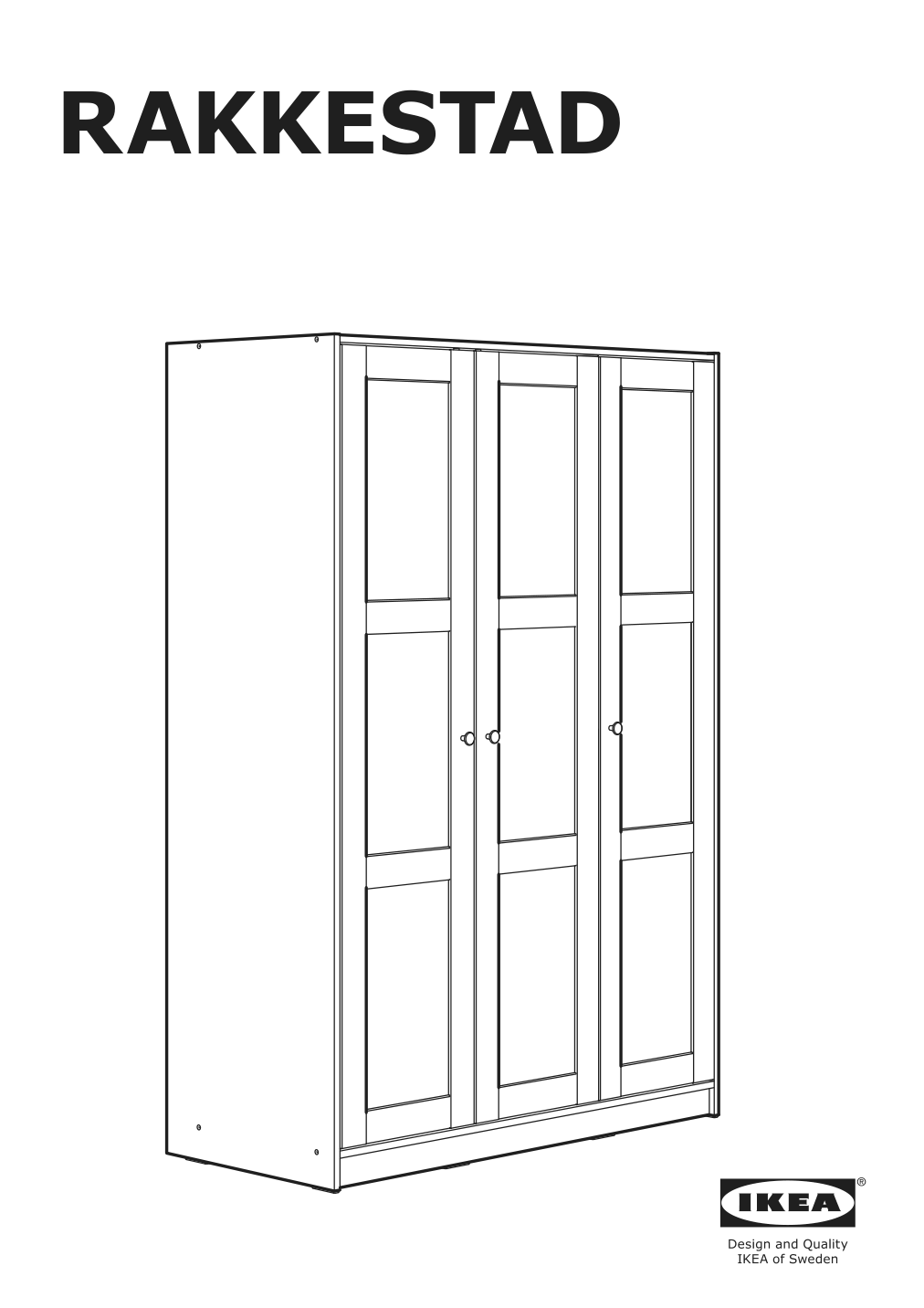 Assembly instructions for IKEA Rakkestad wardrobe with 3 doors black brown | Page 1 - IKEA RAKKESTAD wardrobe with 3 doors 704.537.62