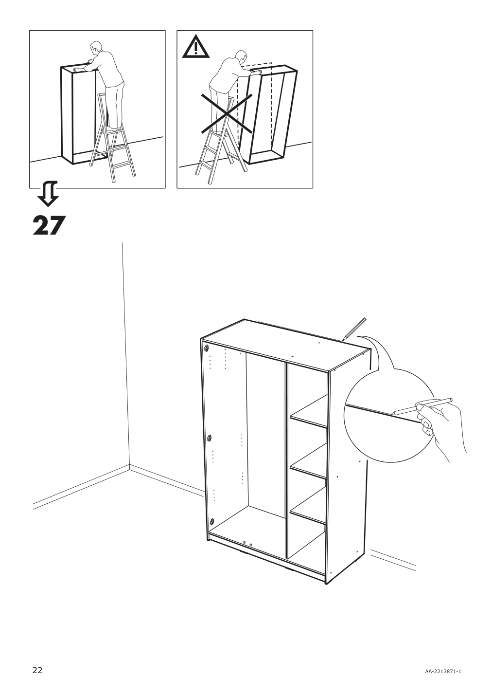 Assembly instructions for IKEA Rakkestad wardrobe with 3 doors black brown | Page 22 - IKEA RAKKESTAD wardrobe with 3 doors 704.537.62