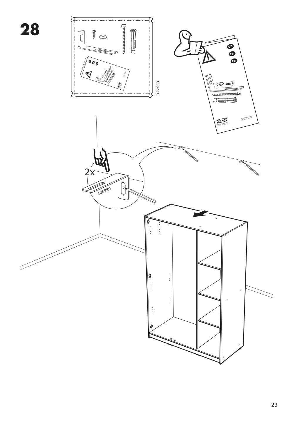 Assembly instructions for IKEA Rakkestad wardrobe with 3 doors black brown | Page 23 - IKEA RAKKESTAD wardrobe with 3 doors 704.537.62